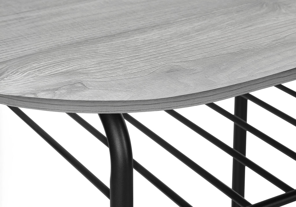 DINING SET - 3PCS SET / GREY TOP / BLACK METAL