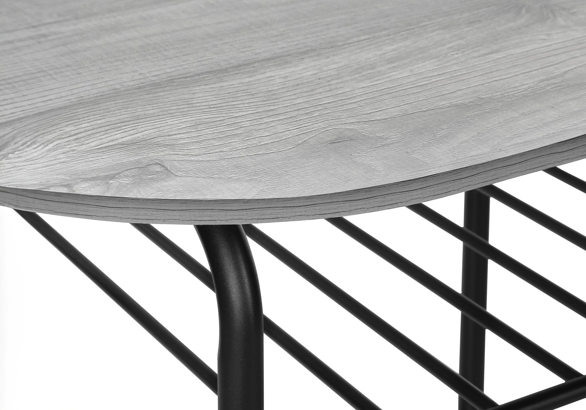 DINING SET - 3PCS SET / GREY TOP / BLACK METAL