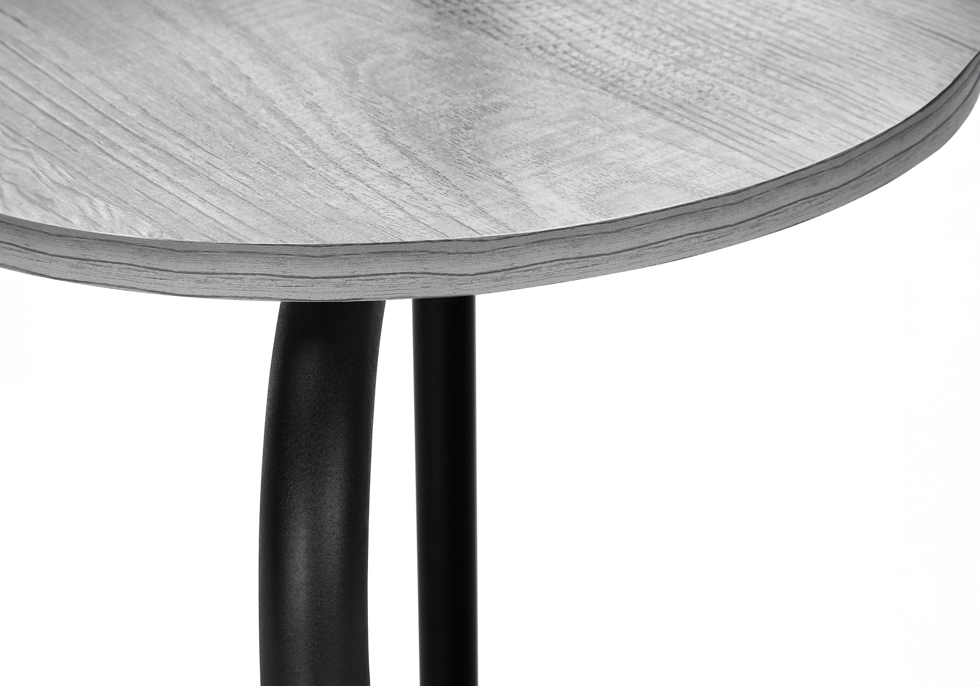 DINING SET - 3PCS SET / GREY TOP / BLACK METAL