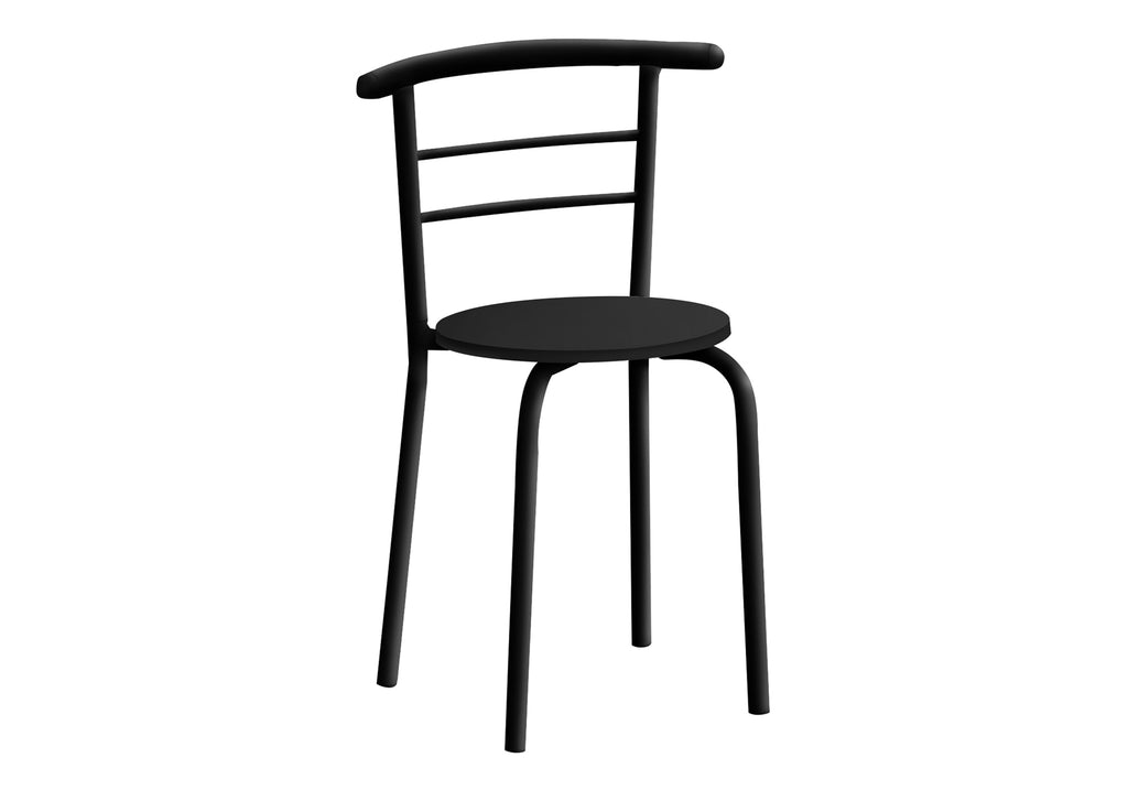 DINING SET - 3PCS SET / BLACK TOP / BLACK METAL