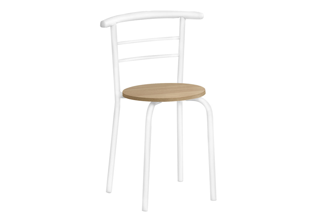 DINING SET - 3PCS SET / NATURAL TOP / WHITE METAL