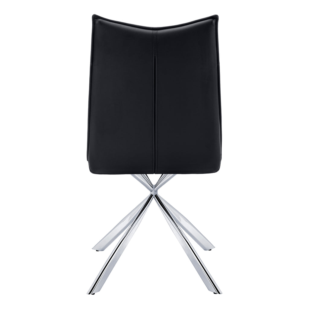 DINING CHAIR - 2PCS / 36""H / BLACK LEATHER-LOOK / CHROME