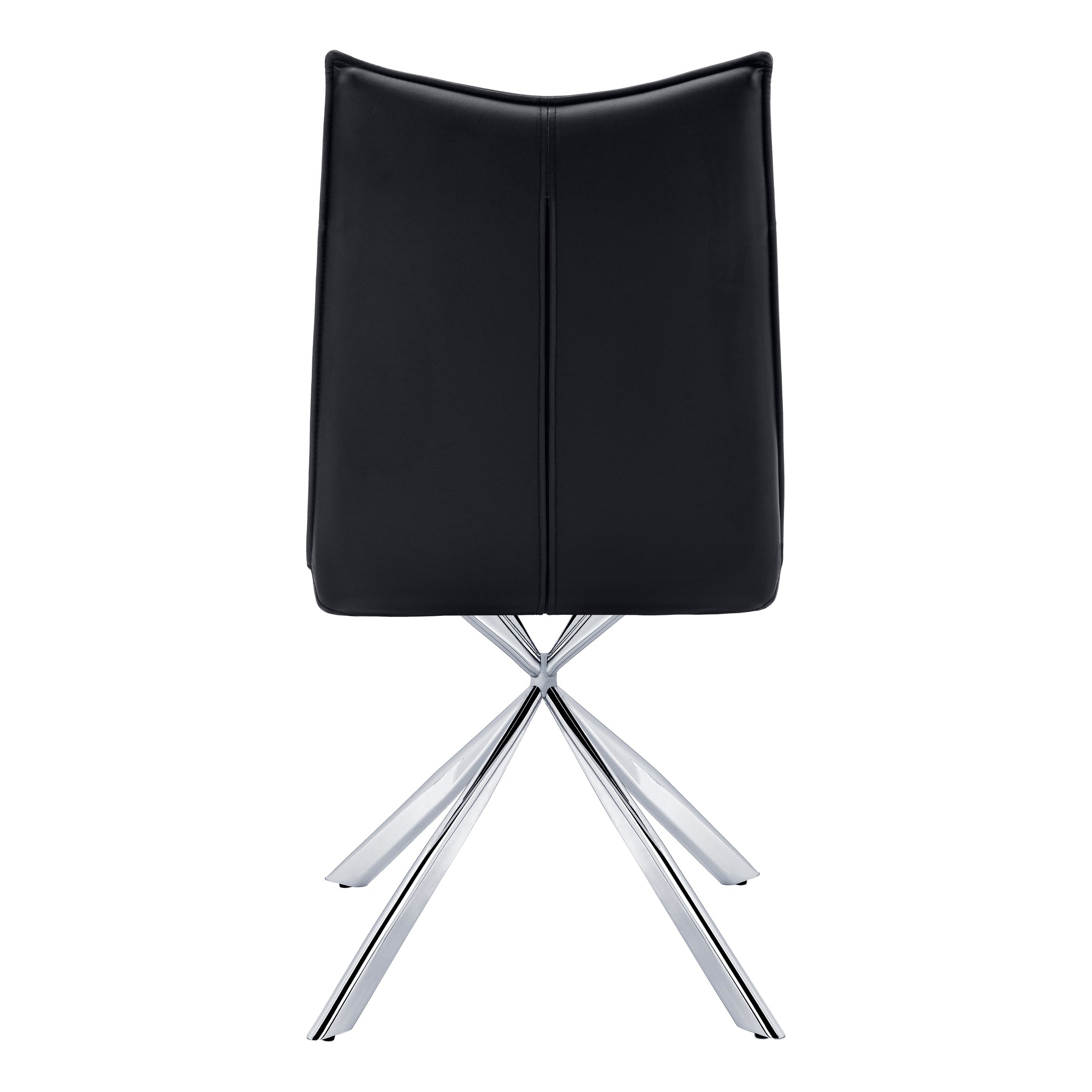 DINING CHAIR - 2PCS / 36""H / BLACK LEATHER-LOOK / CHROME