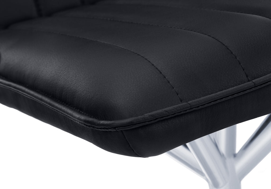 DINING CHAIR - 2PCS / 36""H / BLACK LEATHER-LOOK / CHROME