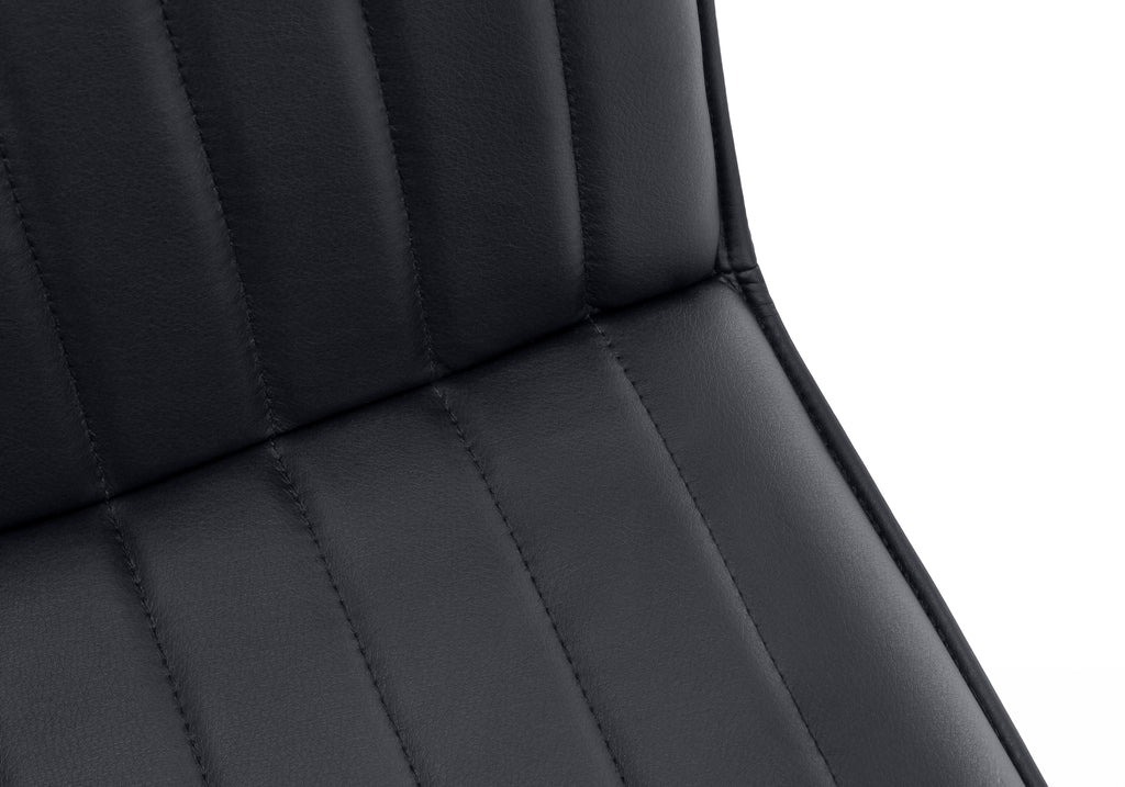 DINING CHAIR - 2PCS / 36""H / BLACK LEATHER-LOOK / CHROME