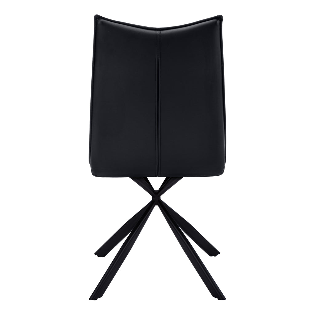 DINING CHAIR - 2PCS / 36""H / BLACK LEATHER-LOOK / BLACK