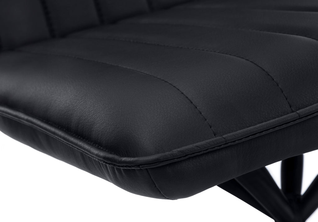 DINING CHAIR - 2PCS / 36""H / BLACK LEATHER-LOOK / BLACK