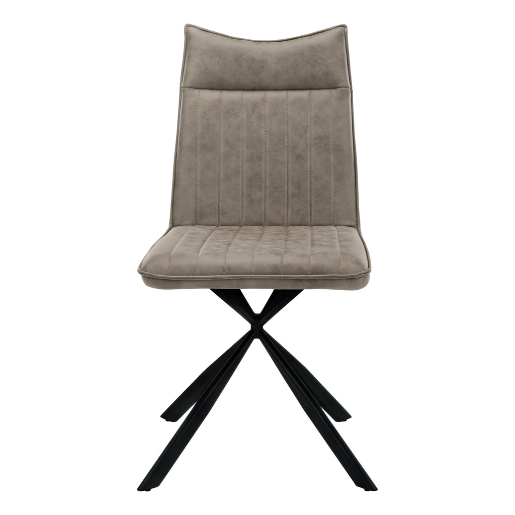 DINING CHAIR - 2PCS / 36""H / TAUPE FABRIC / BLACK METAL