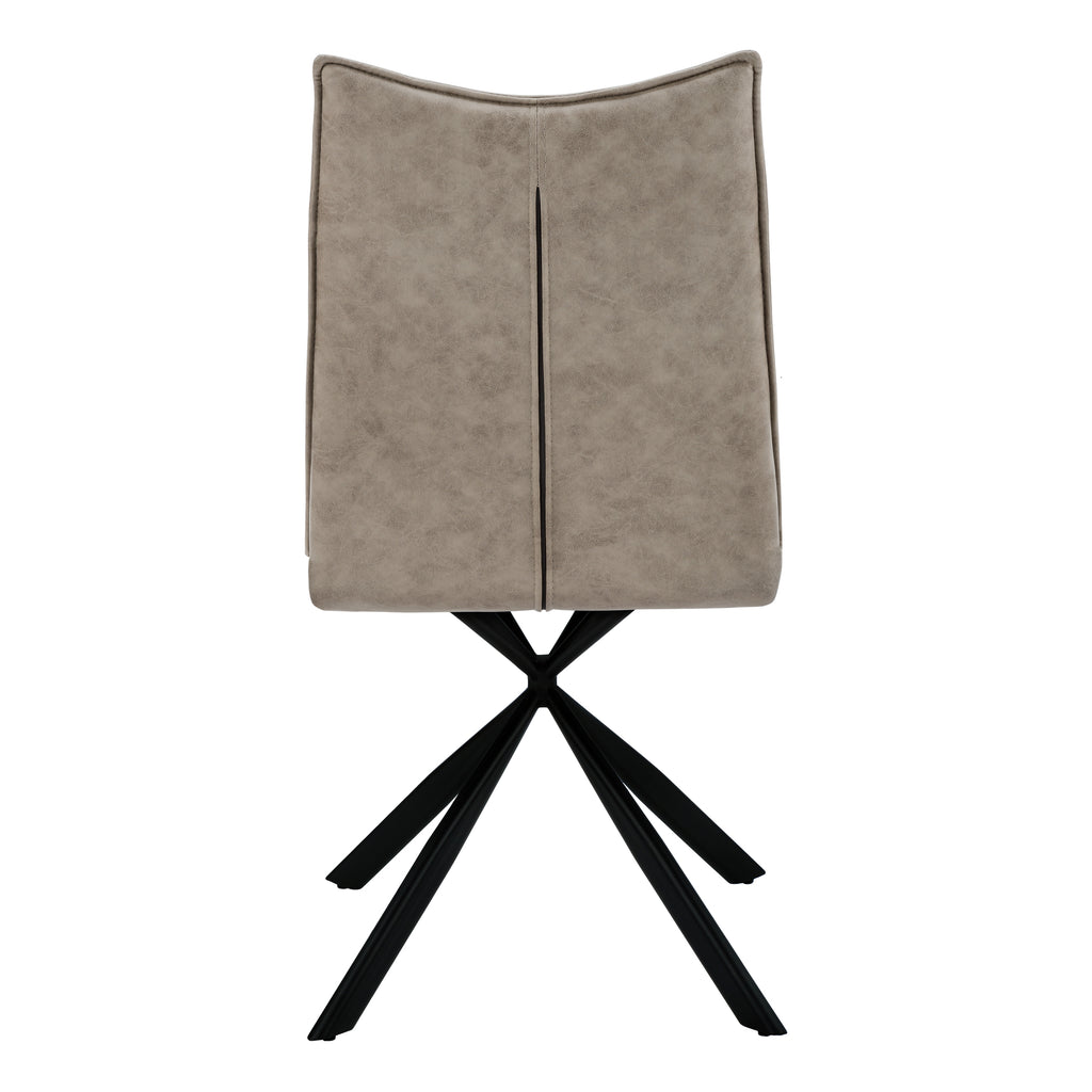 DINING CHAIR - 2PCS / 36""H / TAUPE FABRIC / BLACK METAL