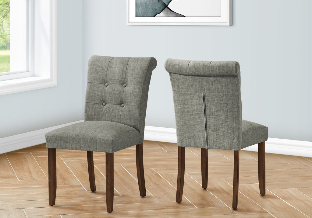 DINING CHAIR - 2PCS / 38""H UPHOLSTERED GREY FABRIC