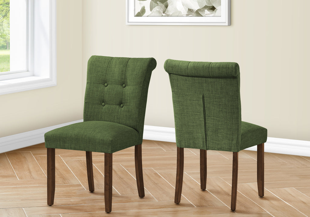 DINING CHAIR - 2PCS / 38""H UPHOLSTERED GREEN FABRIC