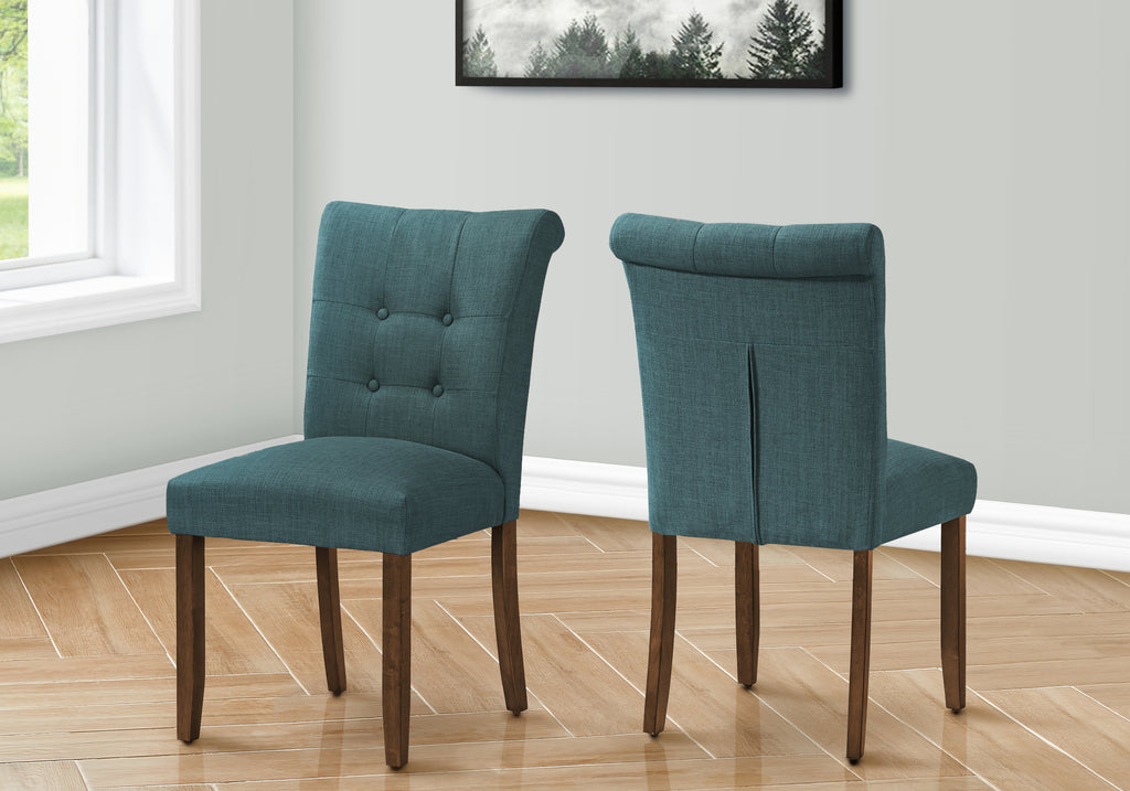 DINING CHAIR - 2PCS / 38""H UPHOLSTERED BLUE FABRIC