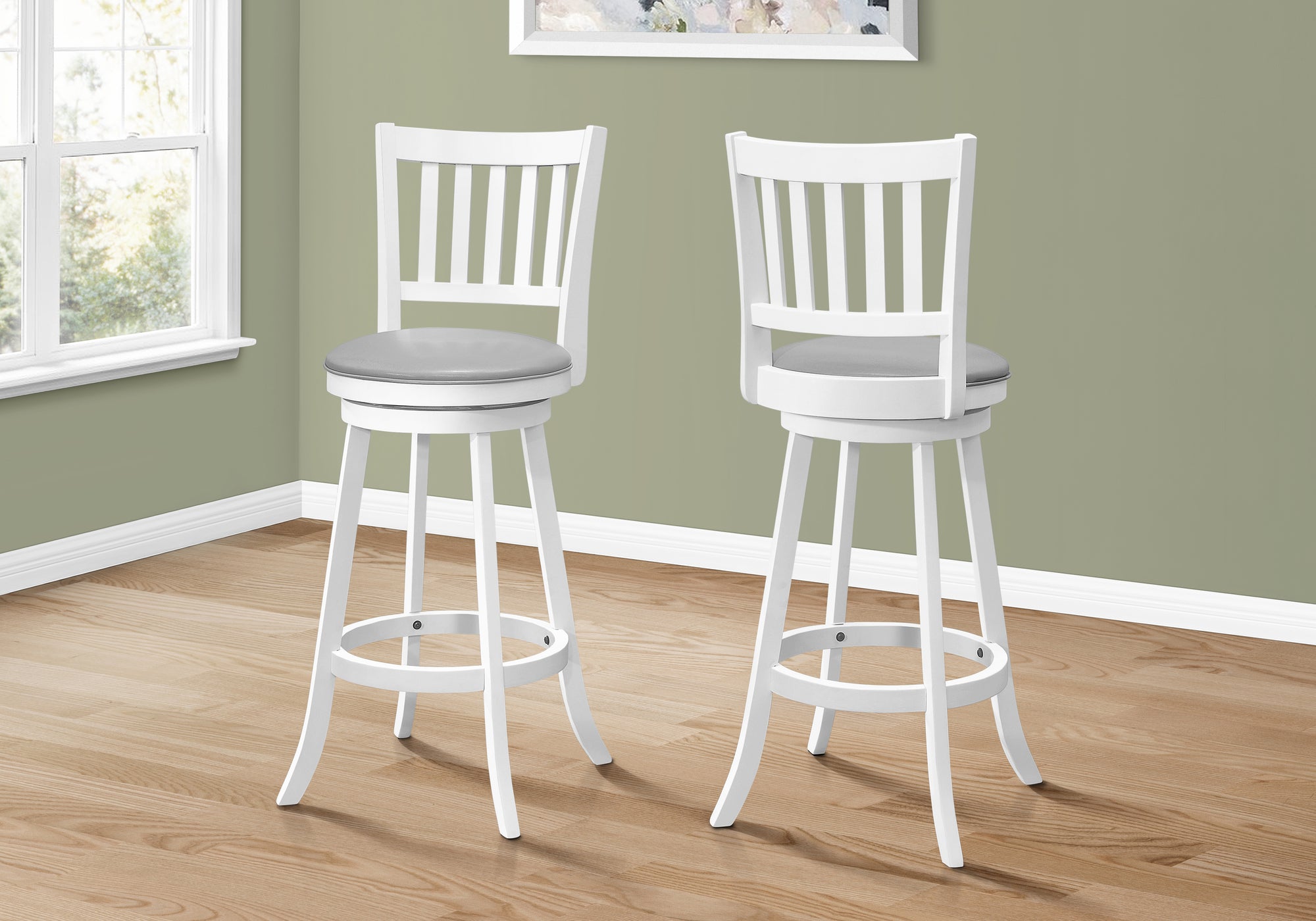 BARSTOOL - 2PCS / 44""H / WHITE / SWIVEL BAR HEIGHT