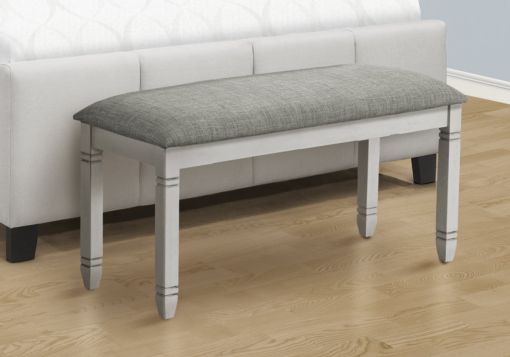 BENCH - 41""L / UPHOLSTERED GREY FABRIC