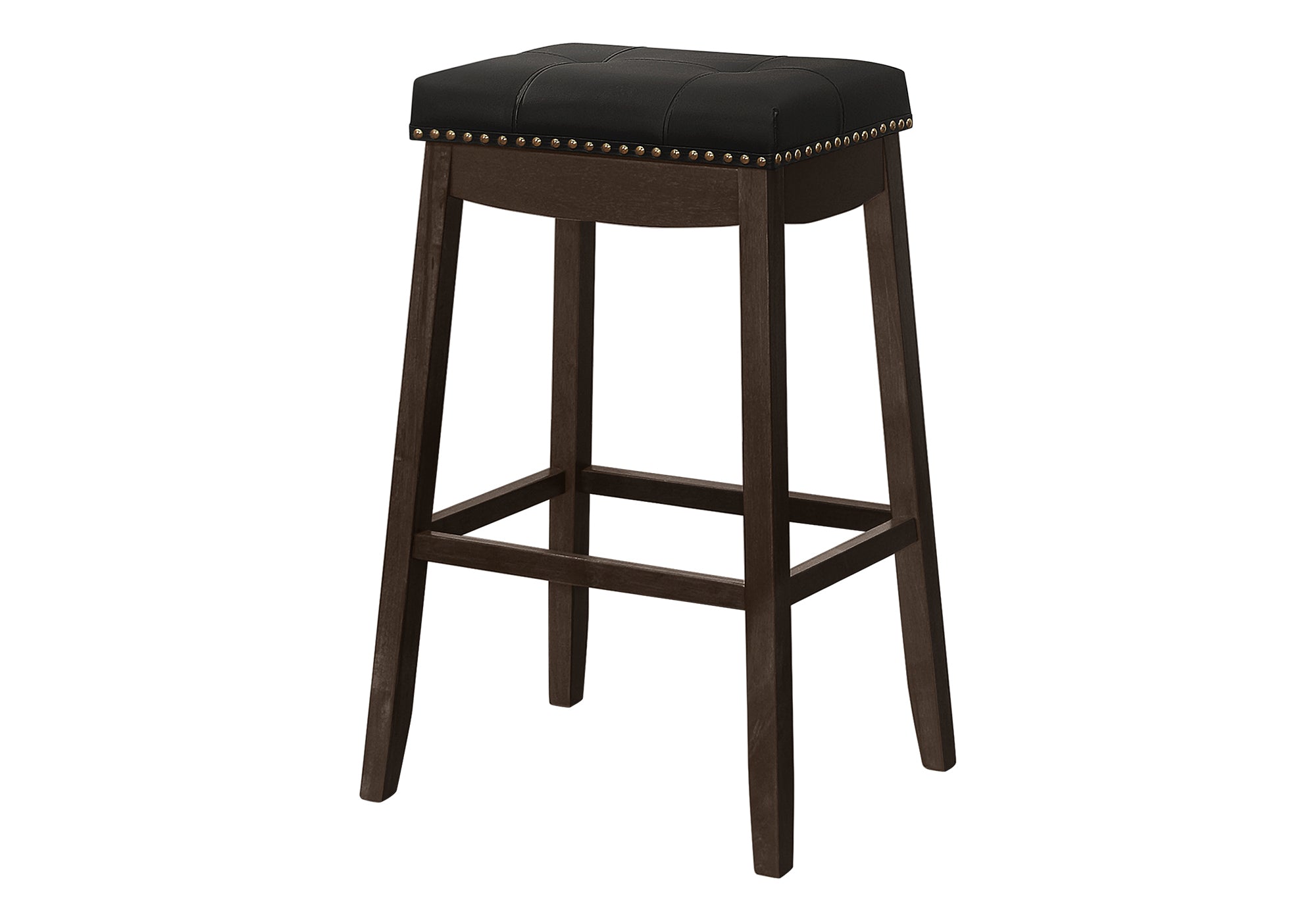 BARSTOOL - 2PCS / 29""H / BLACK LEATHER-LOOK / ESPRESSO