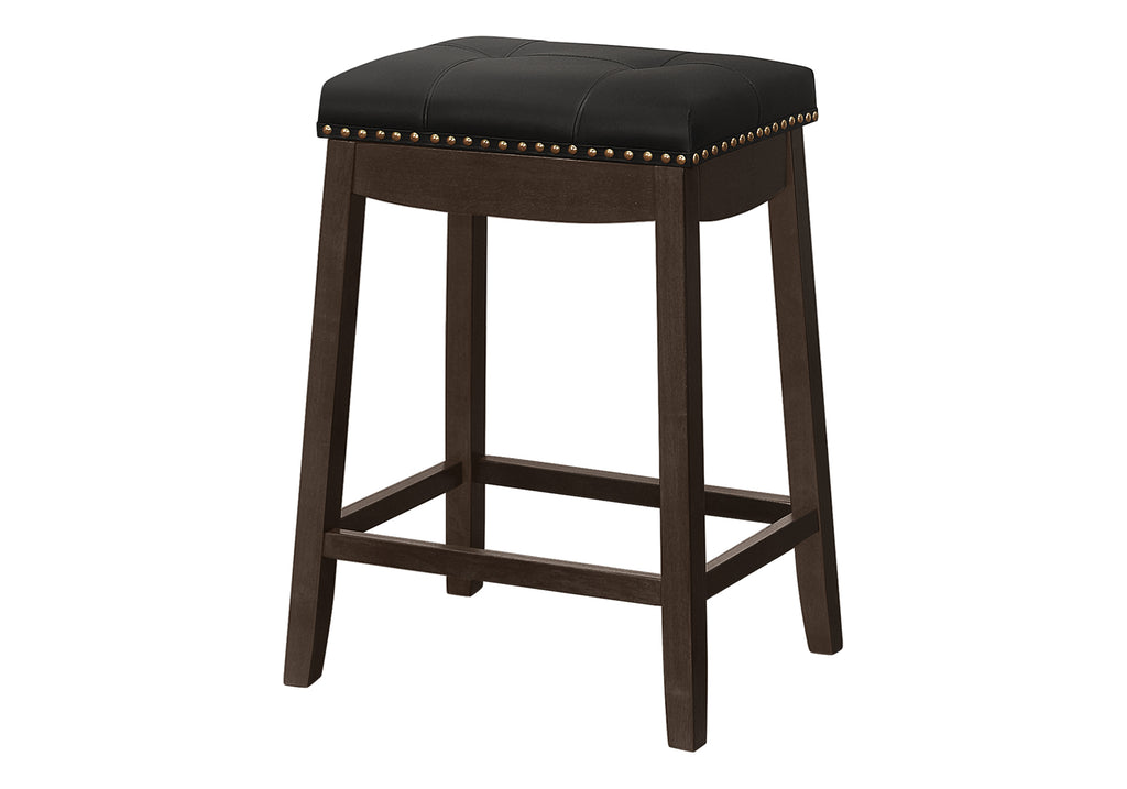 BARSTOOL - 2PCS / 24""H / BLACK LEATHER-LOOK / ESPRESSO