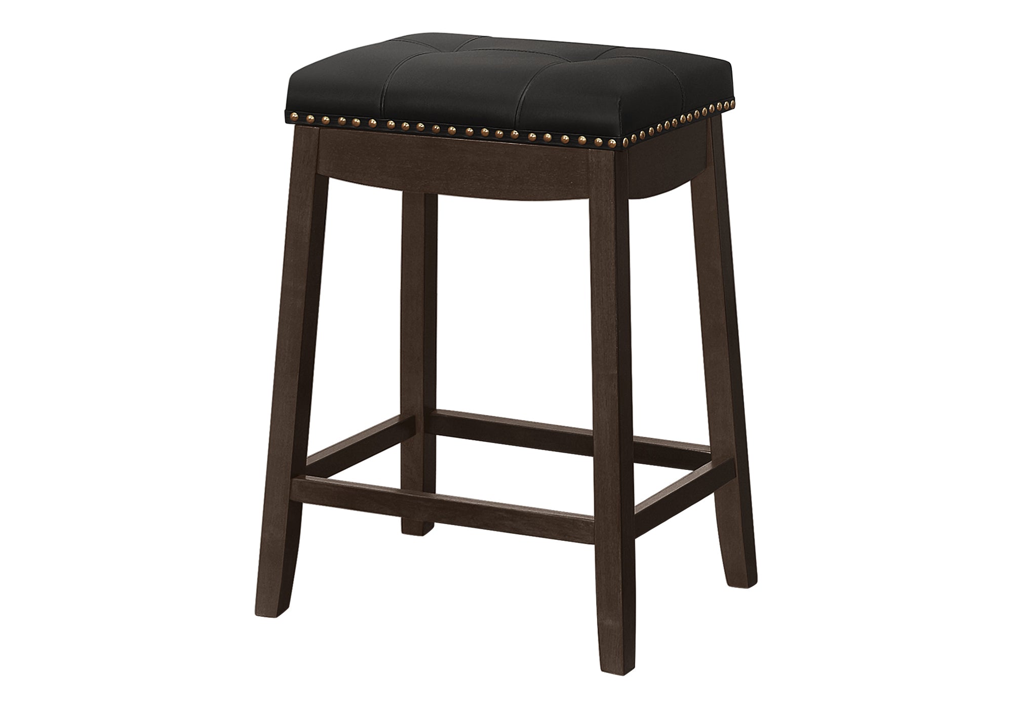 BARSTOOL - 2PCS / 24""H / BLACK LEATHER-LOOK / ESPRESSO