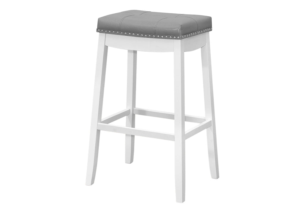 BARSTOOL - 2PCS / 29""H / GREY LEATHER-LOOK / WHITE