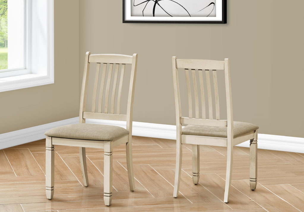 DINING CHAIR - 2PCS / 38""H UPHOLSTERED BEIGE FABRIC