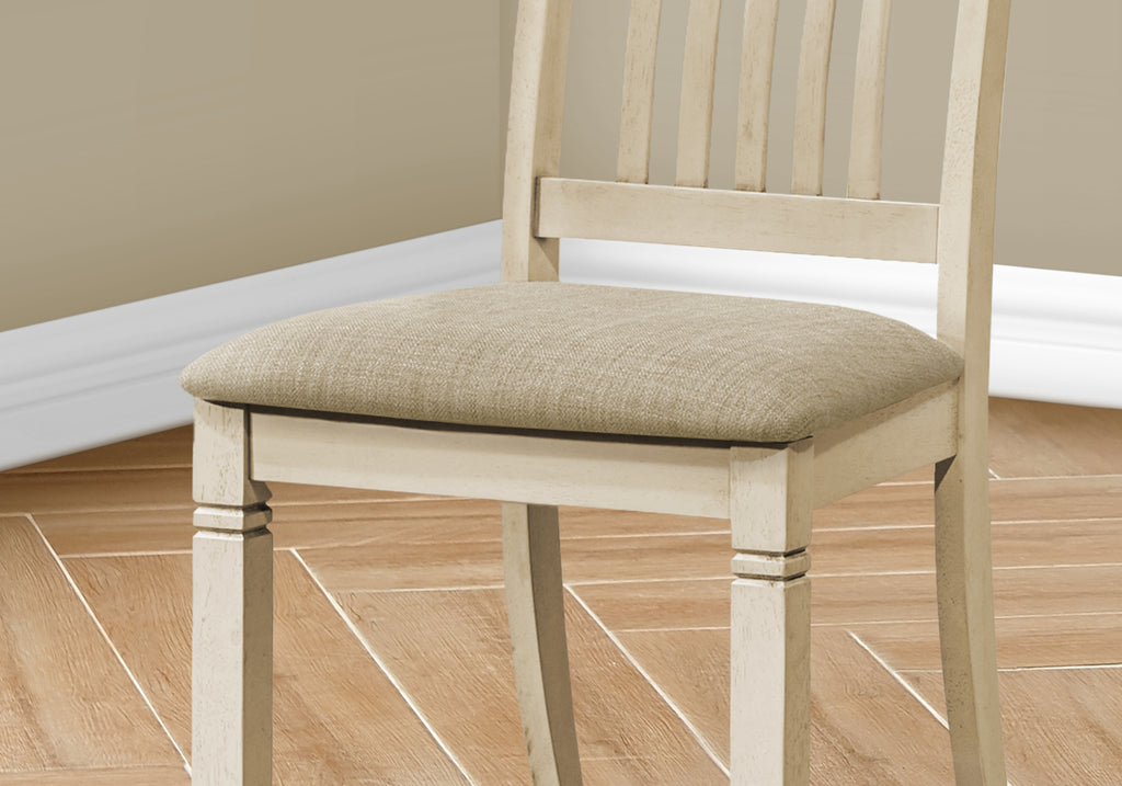 DINING CHAIR - 2PCS / 38""H UPHOLSTERED BEIGE FABRIC