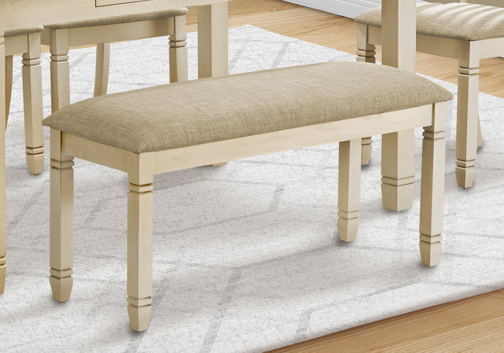BENCH - 41""L / UPHOLSTERED BEIGE FABRIC