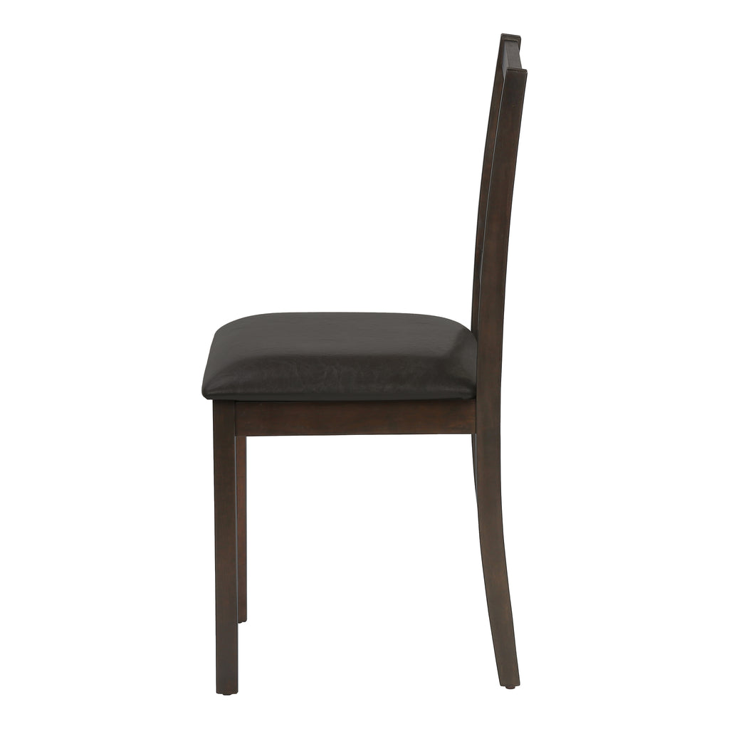 DINING CHAIR - 2PCS / 36""H ESPRESSO / DARK BROWN PU SEAT