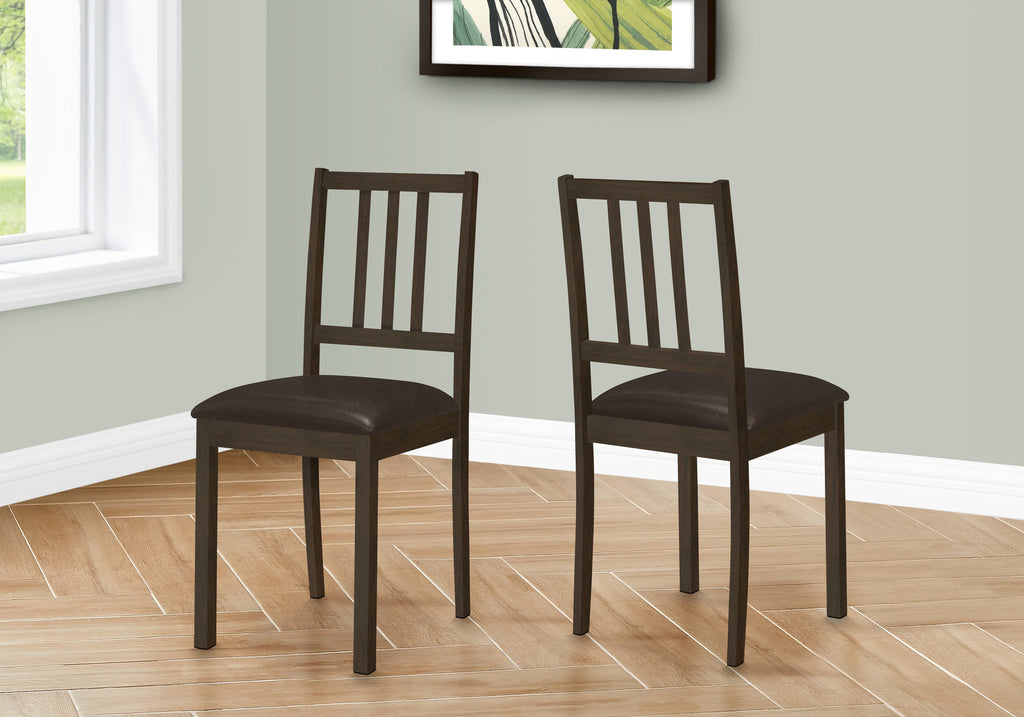 DINING CHAIR - 2PCS / 36""H ESPRESSO / DARK BROWN PU SEAT