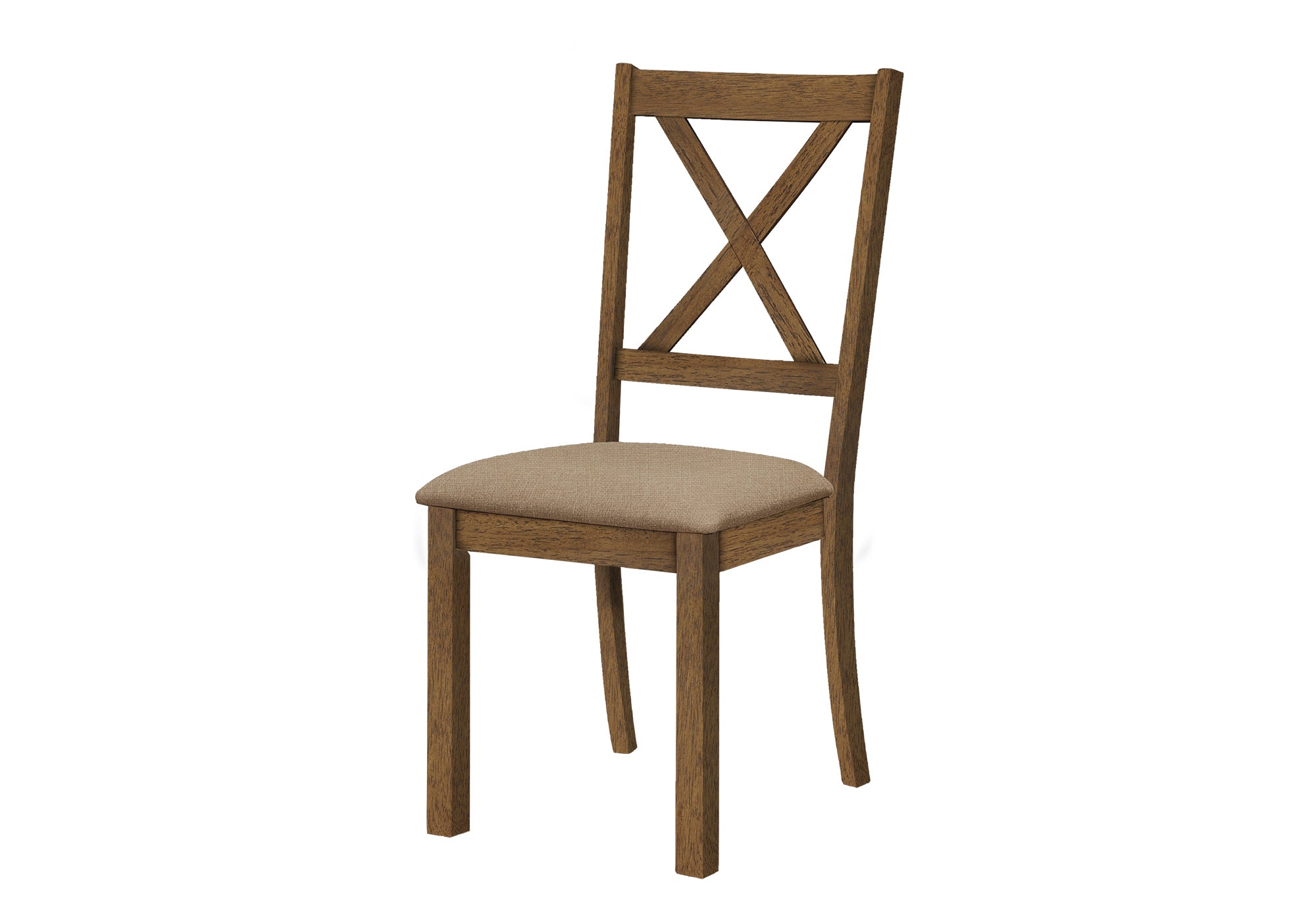 DINING CHAIR - 2PCS / 40""H BROWN WALNUT / BEIGE FABRIC