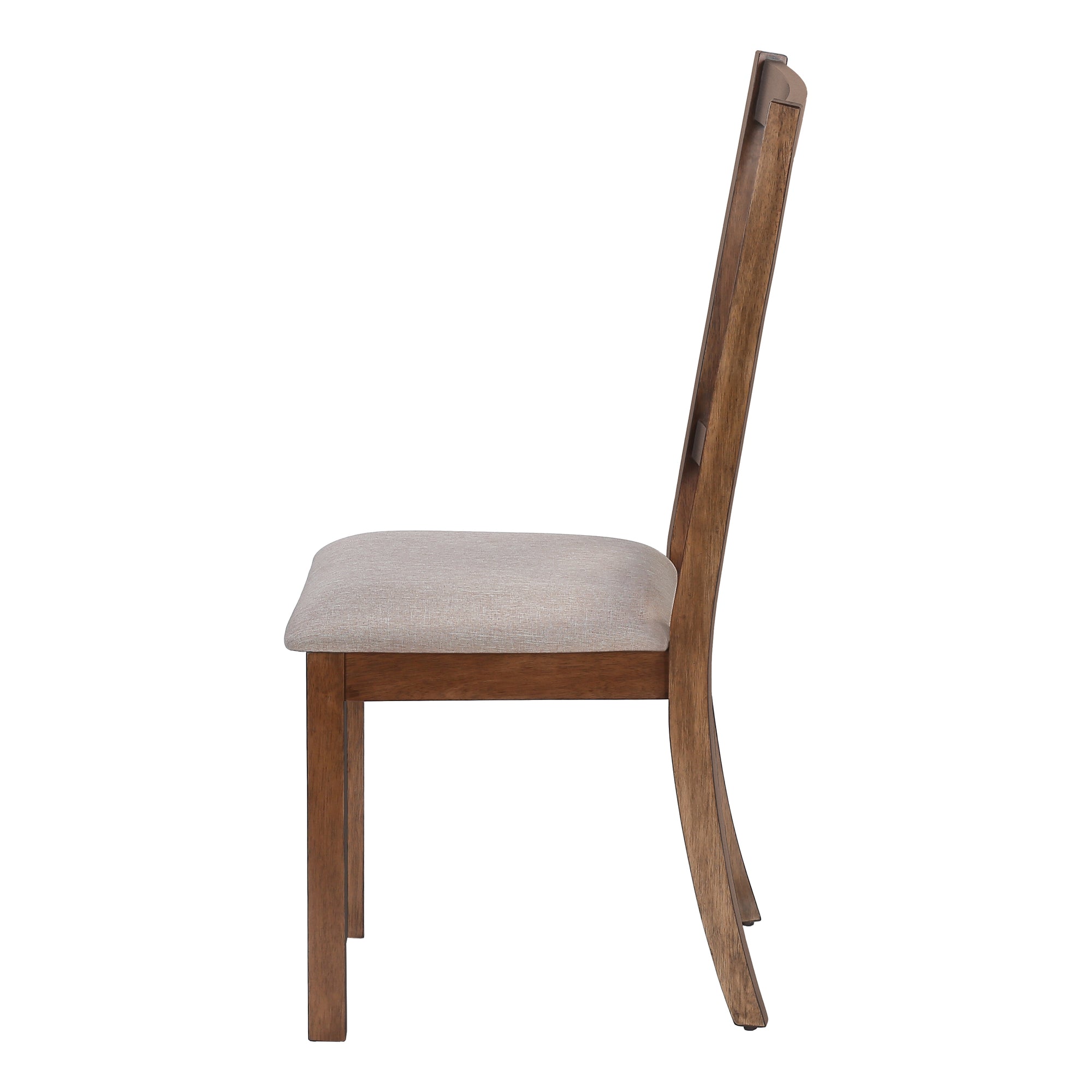 DINING CHAIR - 2PCS / 40""H BROWN WALNUT / BEIGE FABRIC