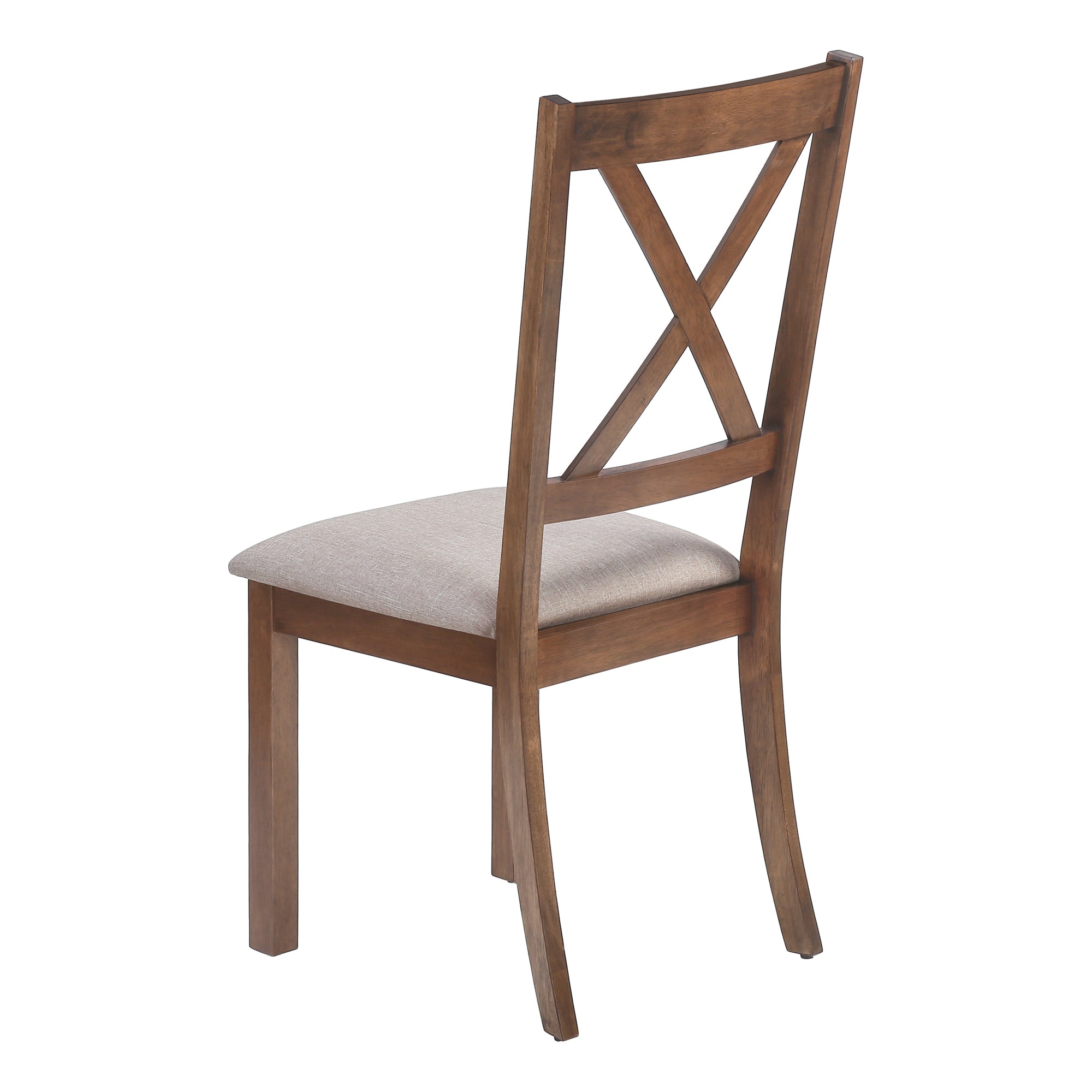 DINING CHAIR - 2PCS / 40""H BROWN WALNUT / BEIGE FABRIC