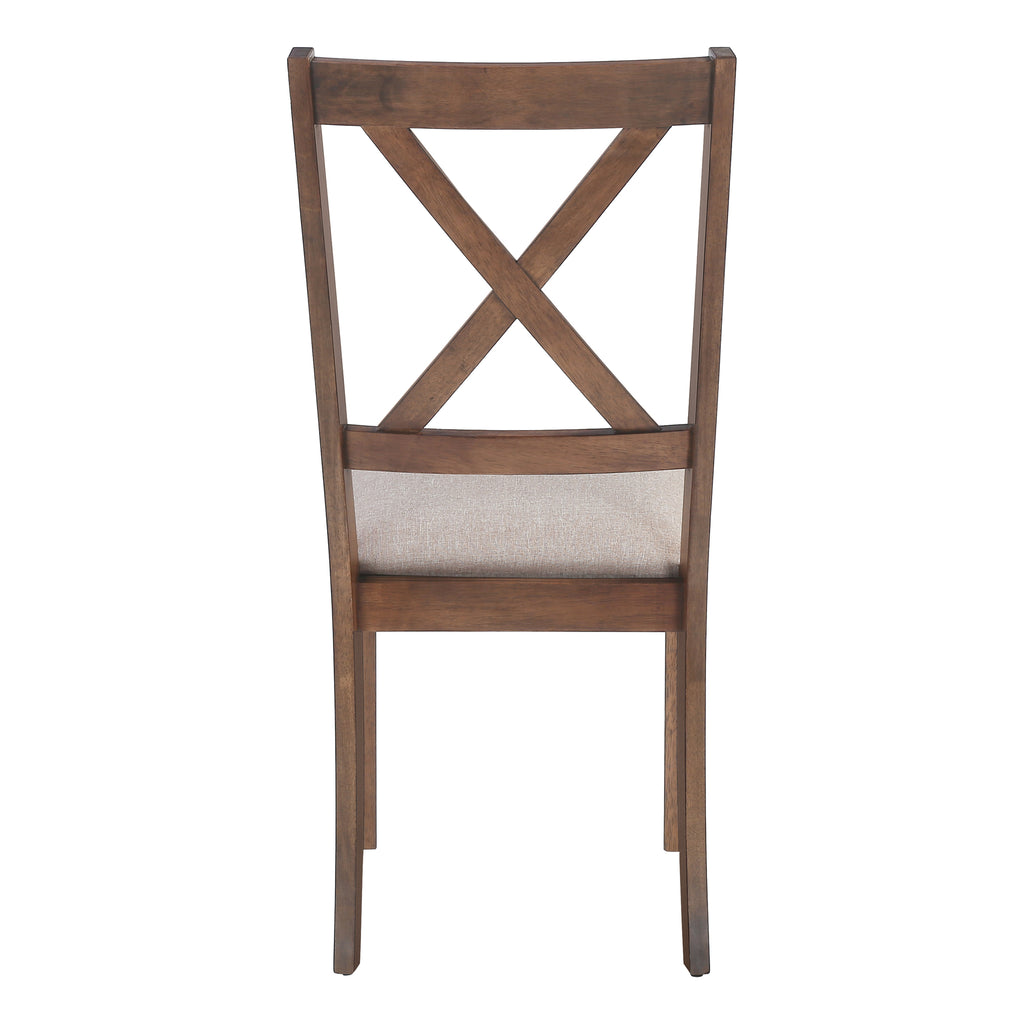 DINING CHAIR - 2PCS / 40""H BROWN WALNUT / BEIGE FABRIC