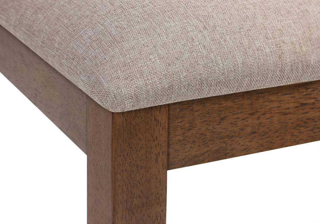 DINING CHAIR - 2PCS / 40""H BROWN WALNUT / BEIGE FABRIC