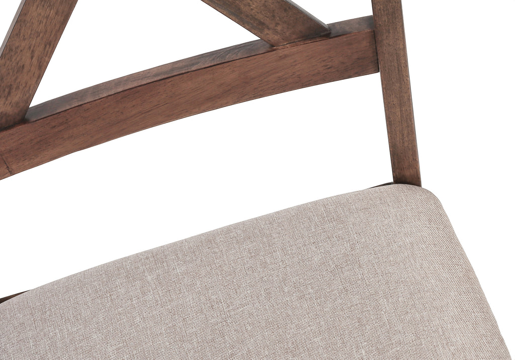 DINING CHAIR - 2PCS / 40""H BROWN WALNUT / BEIGE FABRIC