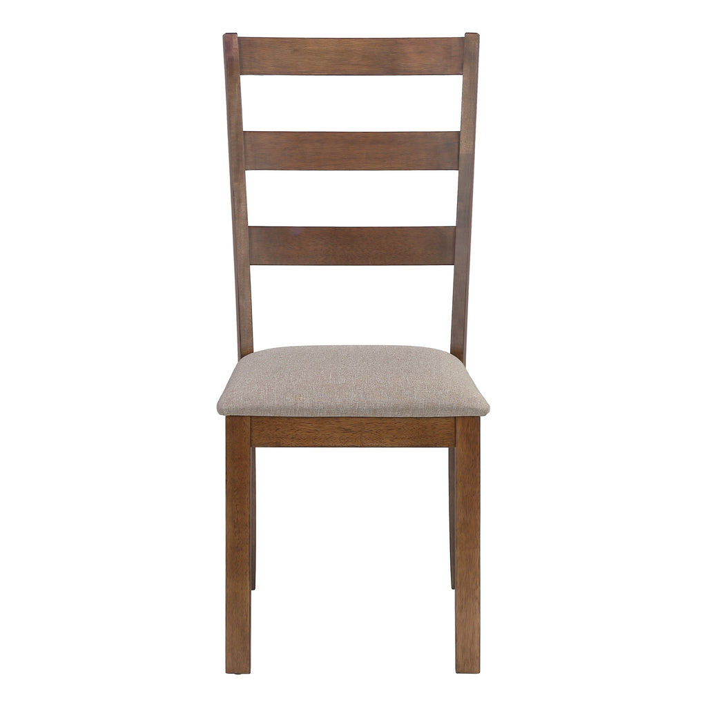 DINING CHAIR - 2PCS / 40""H BROWN WALNUT / BEIGE FABRIC