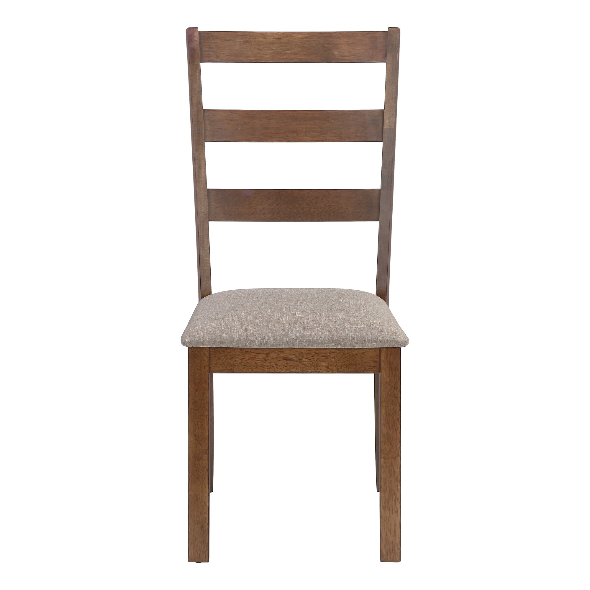 DINING CHAIR - 2PCS / 40""H BROWN WALNUT / BEIGE FABRIC