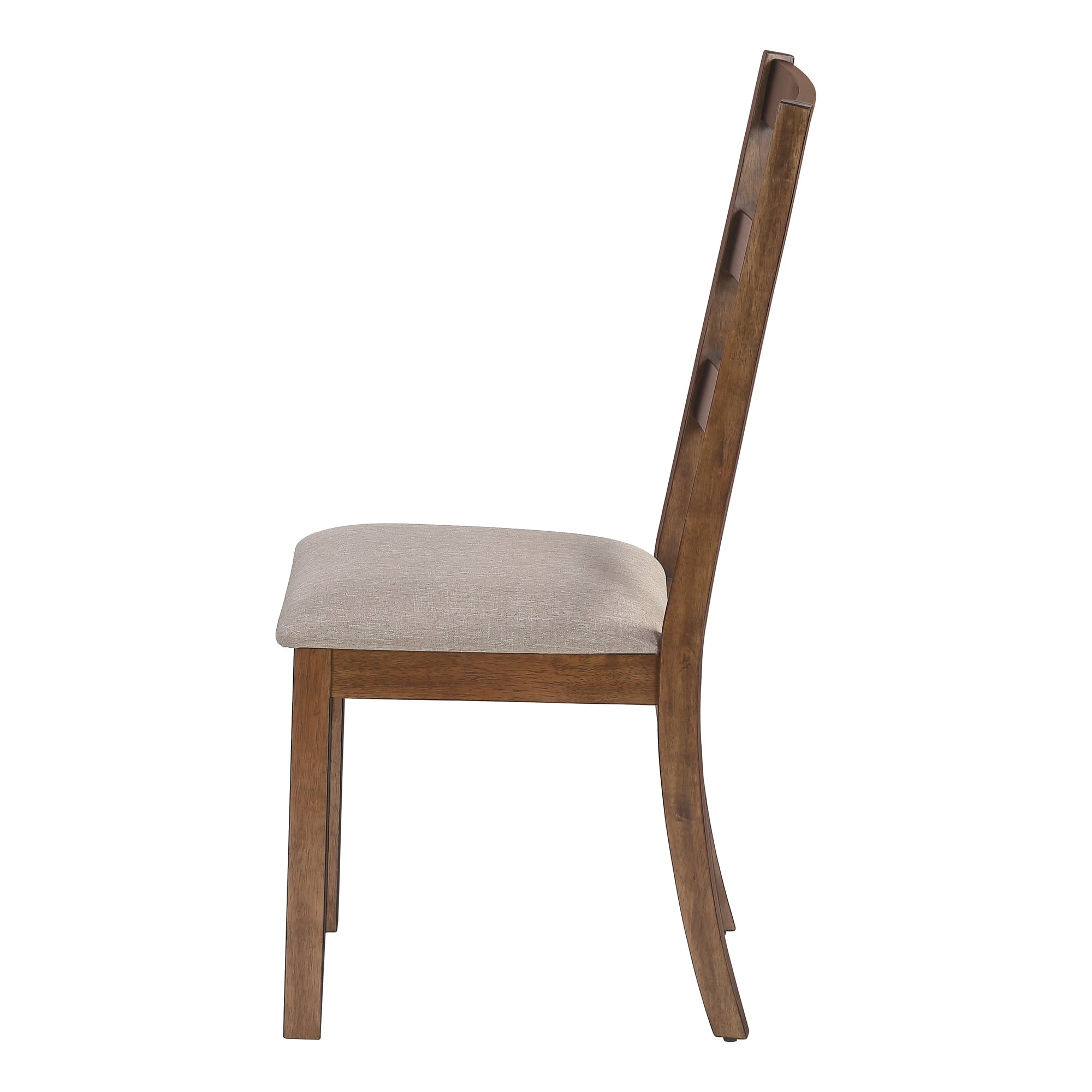 DINING CHAIR - 2PCS / 40""H BROWN WALNUT / BEIGE FABRIC