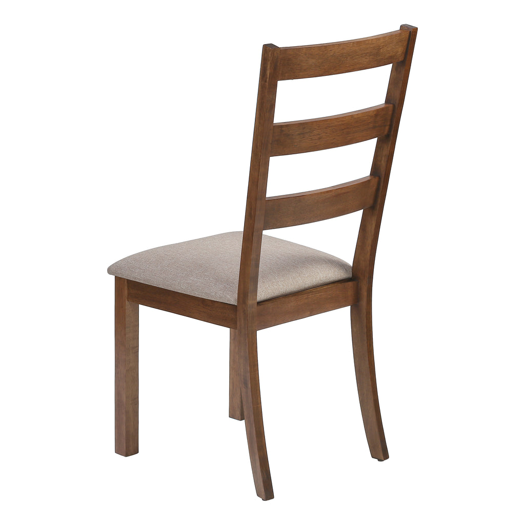 DINING CHAIR - 2PCS / 40""H BROWN WALNUT / BEIGE FABRIC