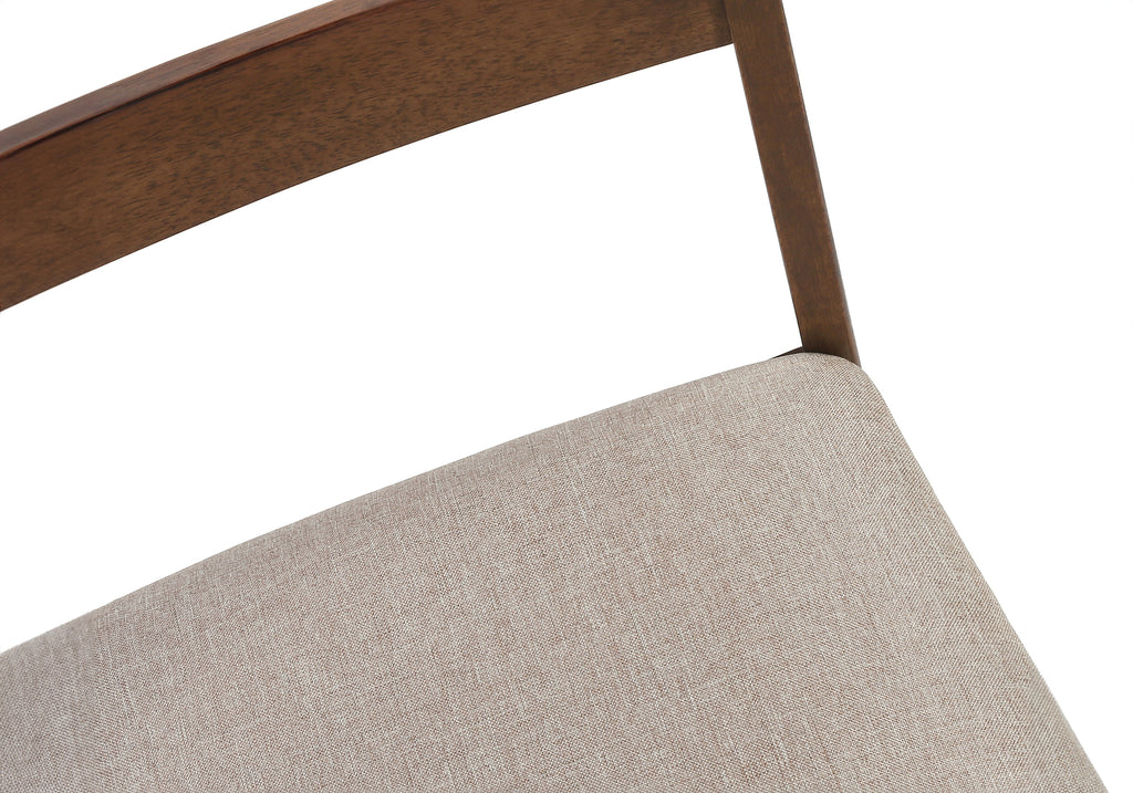DINING CHAIR - 2PCS / 40""H BROWN WALNUT / BEIGE FABRIC