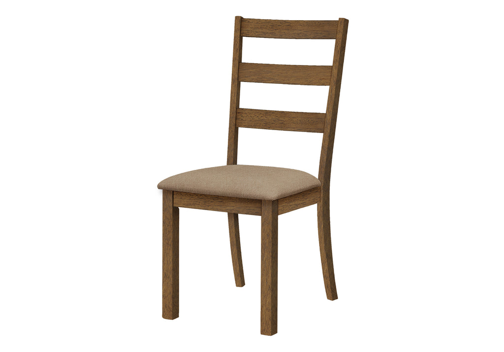 DINING CHAIR - 2PCS / 40""H BROWN WALNUT / BEIGE FABRIC