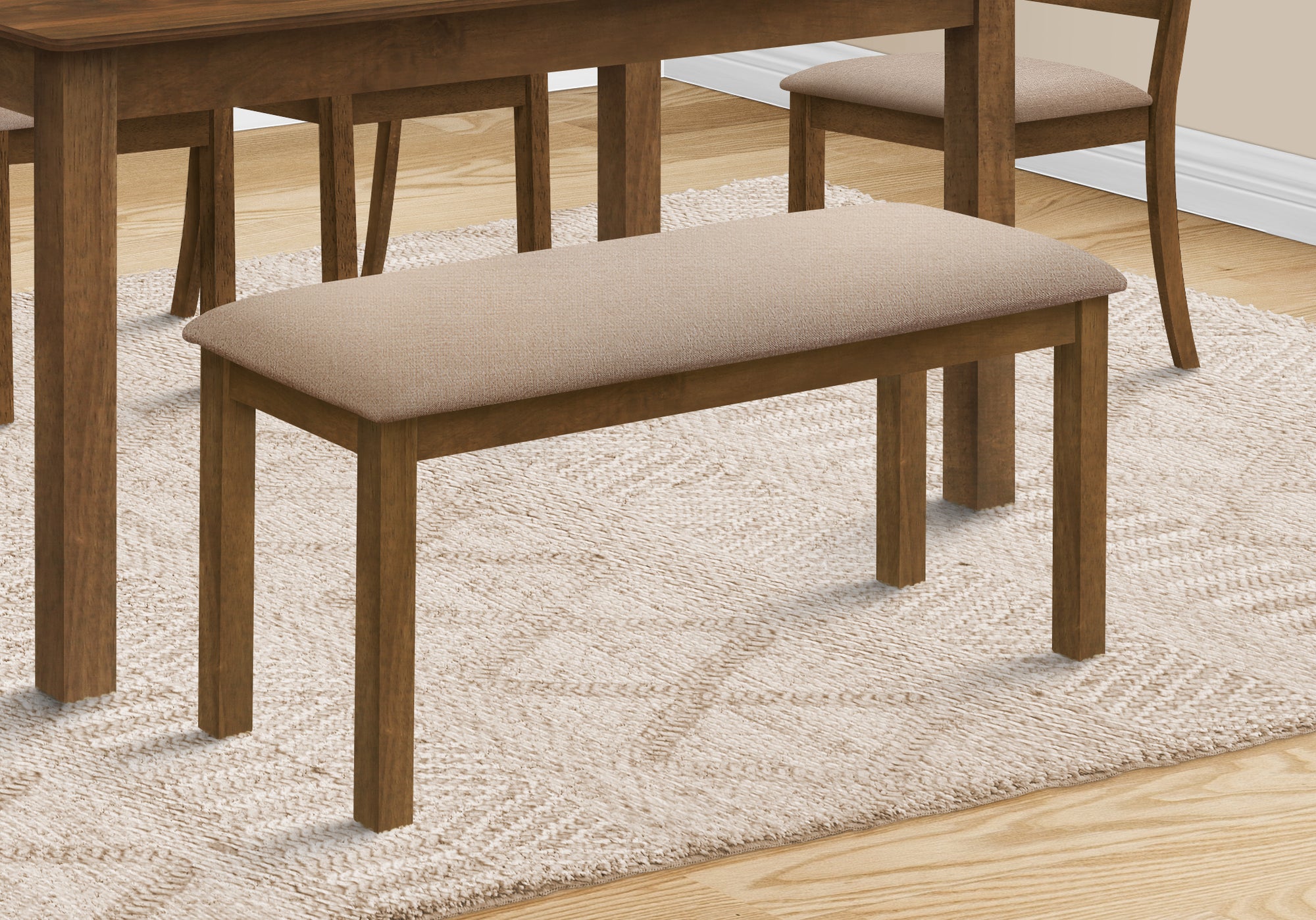 BENCH - 42""L / BROWN WALNUT / BEIGE FABRIC