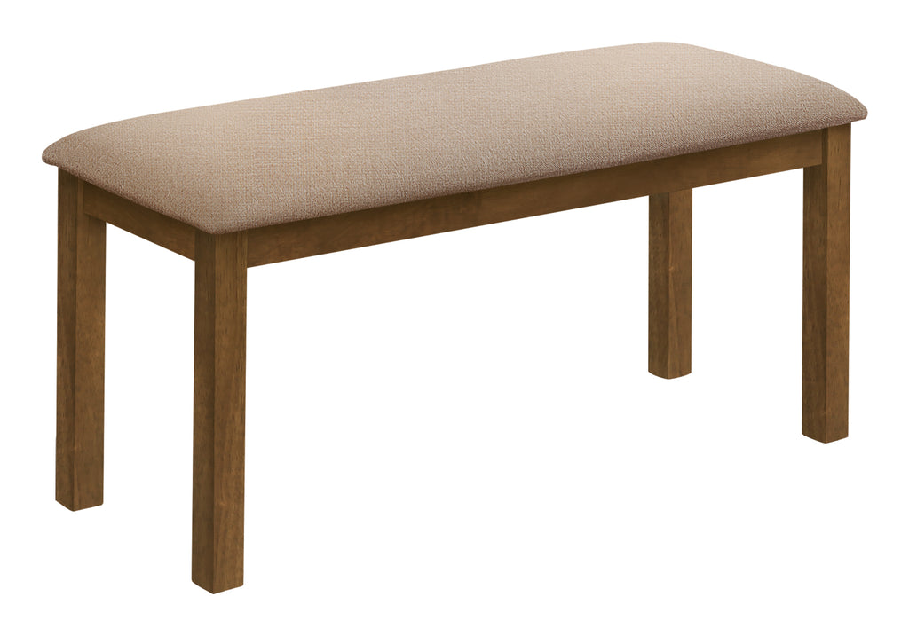 BENCH - 42""L / BROWN WALNUT / BEIGE FABRIC