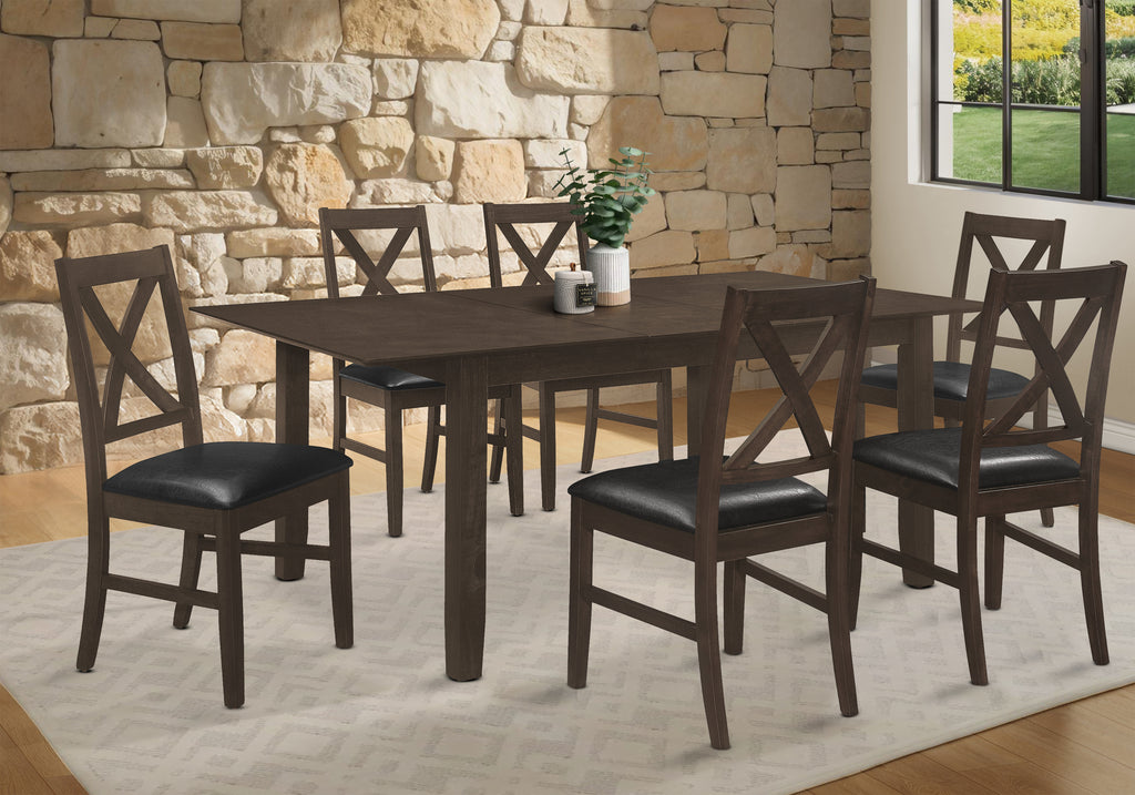 DINING TABLE - ESPRESSO VENEER 42""X 78""/ 18"" EXTENSION