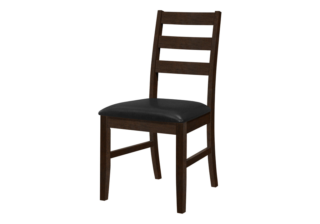 DINING CHAIR - 2PCS / 37""H ESPRESSO / BLACK PU SEAT