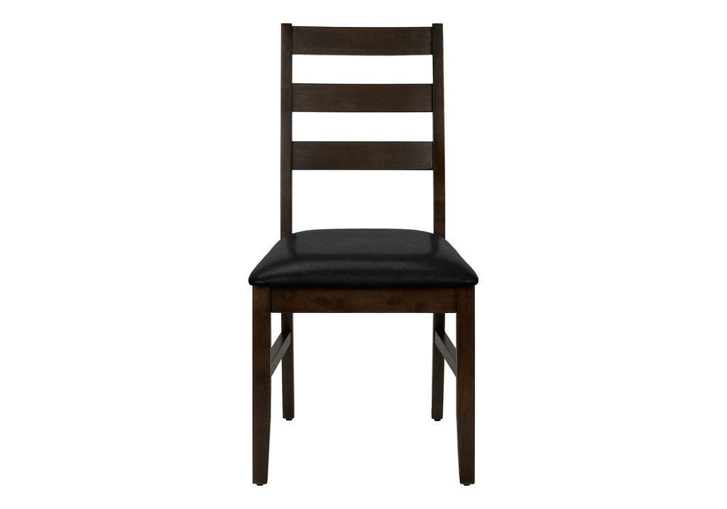 DINING CHAIR - 2PCS / 37""H ESPRESSO / BLACK PU SEAT