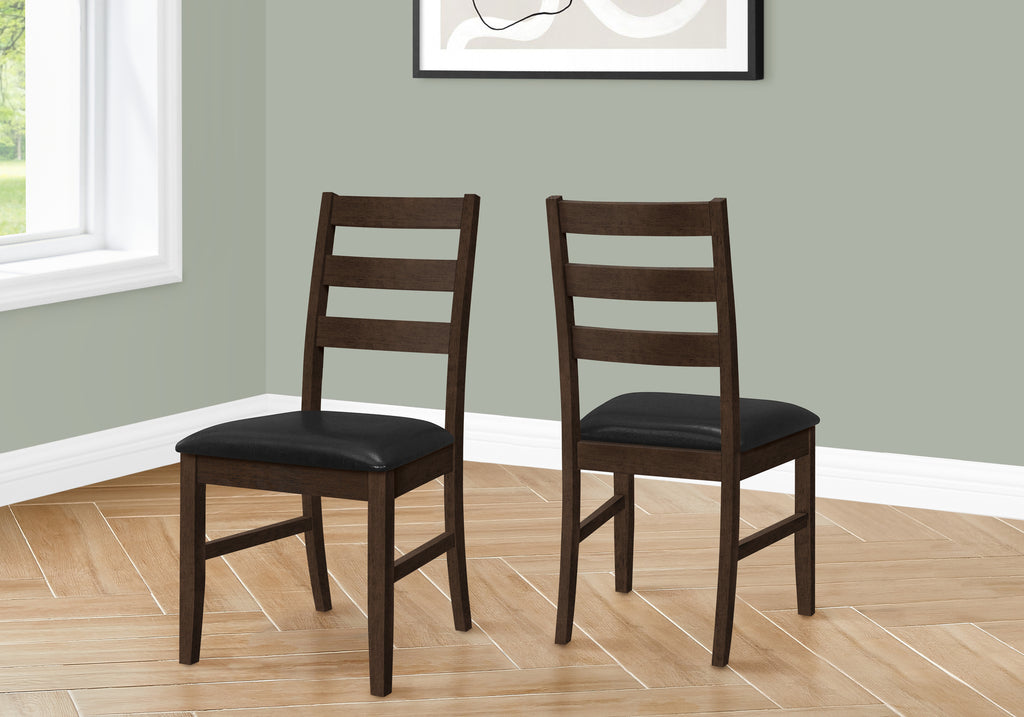 DINING CHAIR - 2PCS / 37""H ESPRESSO / BLACK PU SEAT