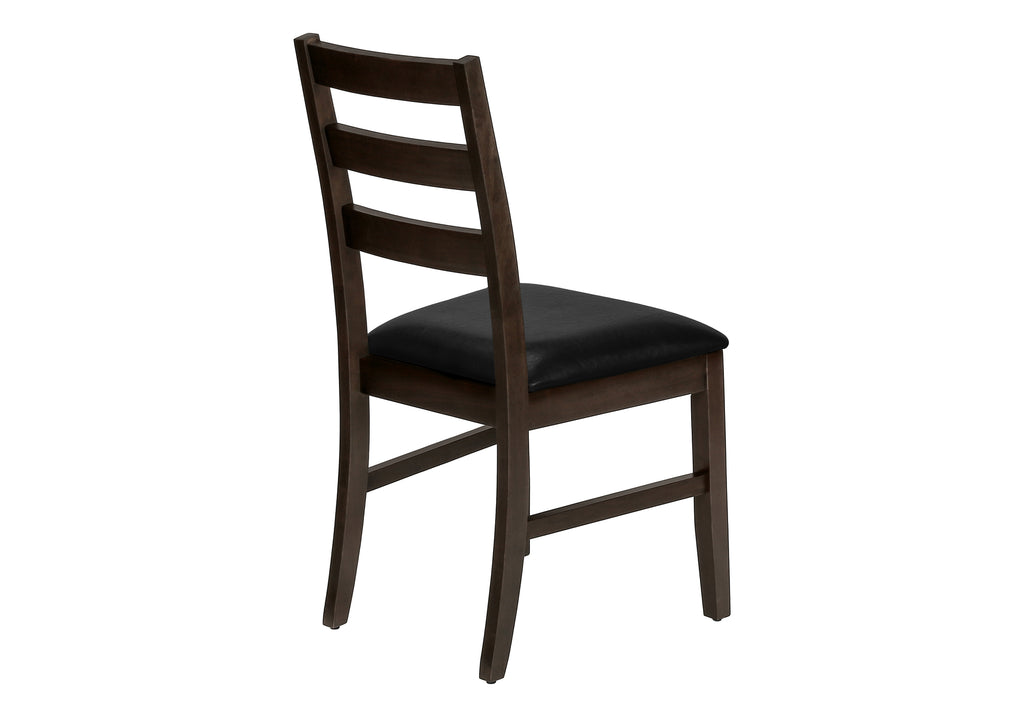 DINING CHAIR - 2PCS / 37""H ESPRESSO / BLACK PU SEAT
