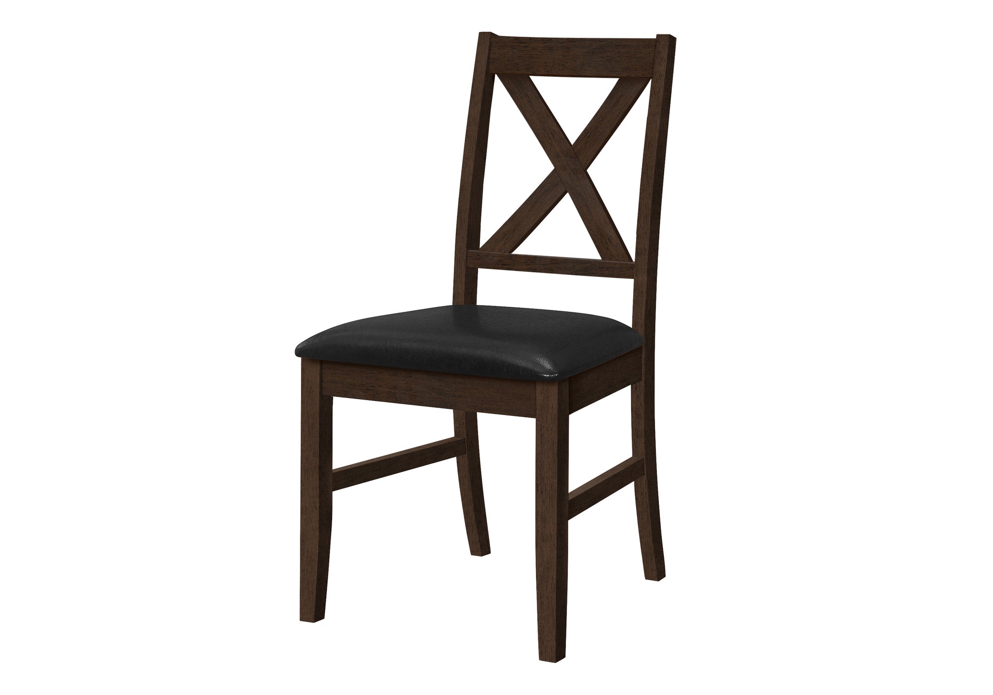 DINING CHAIR - 2PCS / 37""H ESPRESSO / BLACK PU SEAT