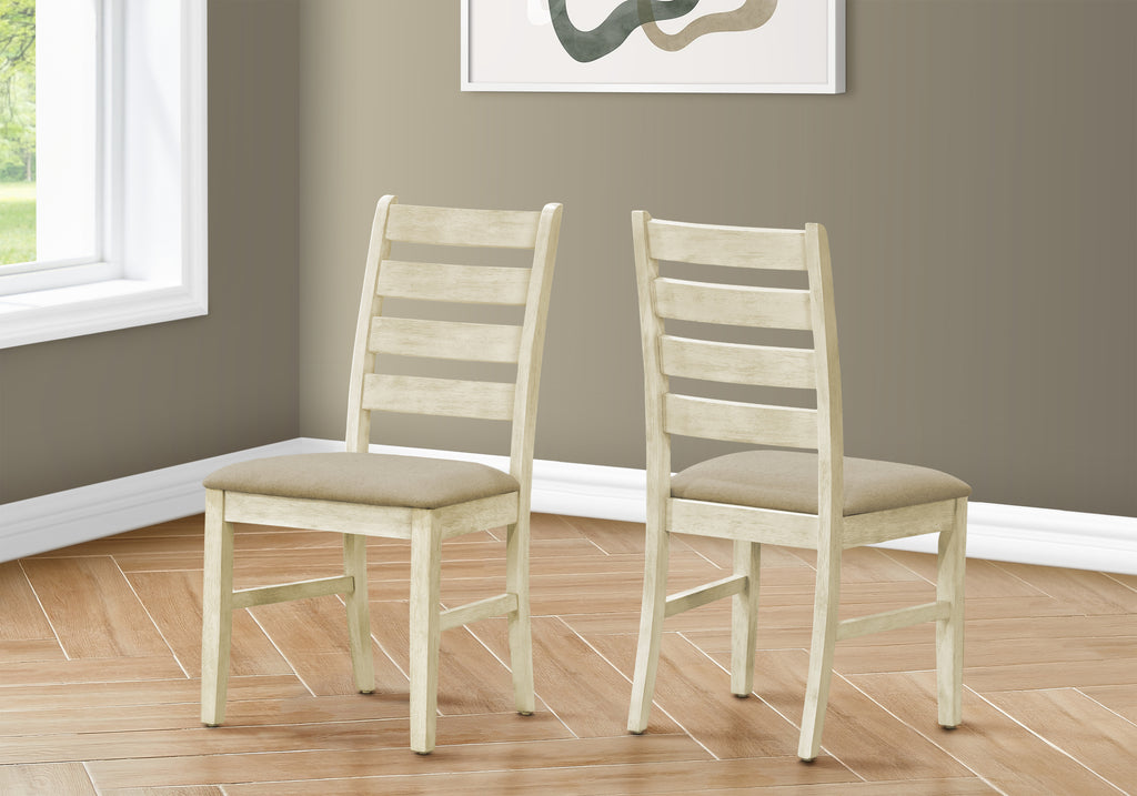 DINING CHAIR - 2PCS / 38""H UPHOLSTERED BEIGE FABRIC