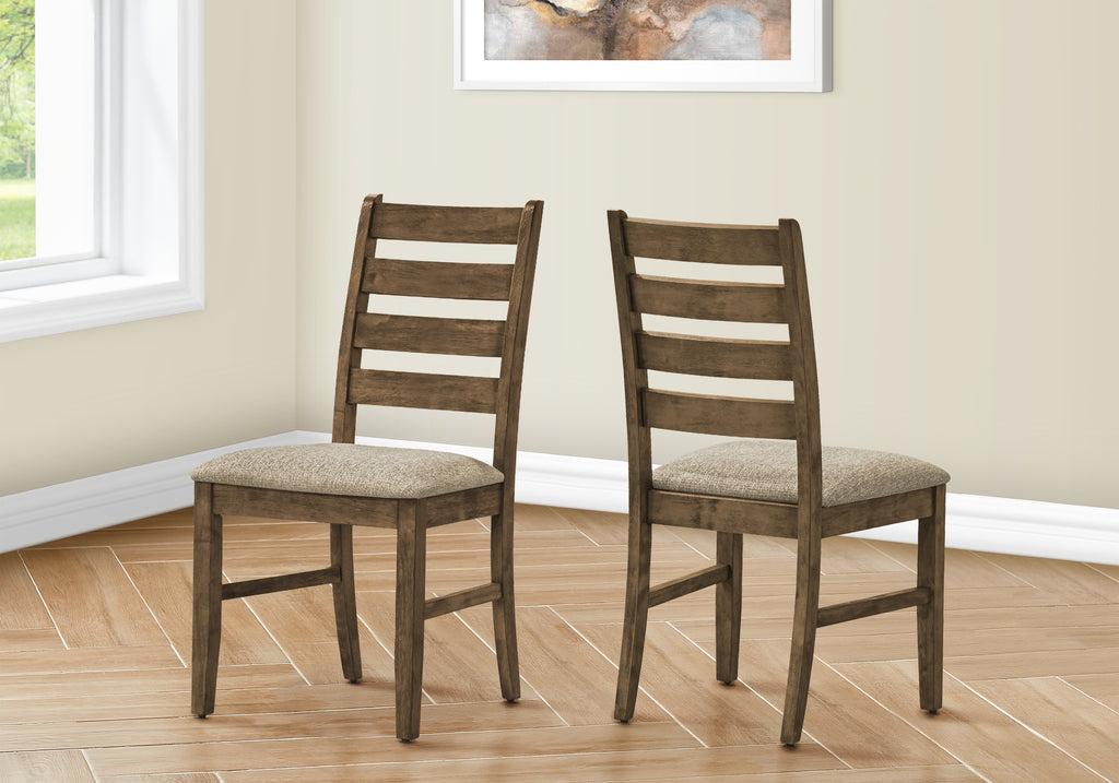 DINING CHAIR - 2PCS / 38""H UPHOLSTERED BROWN FABRIC