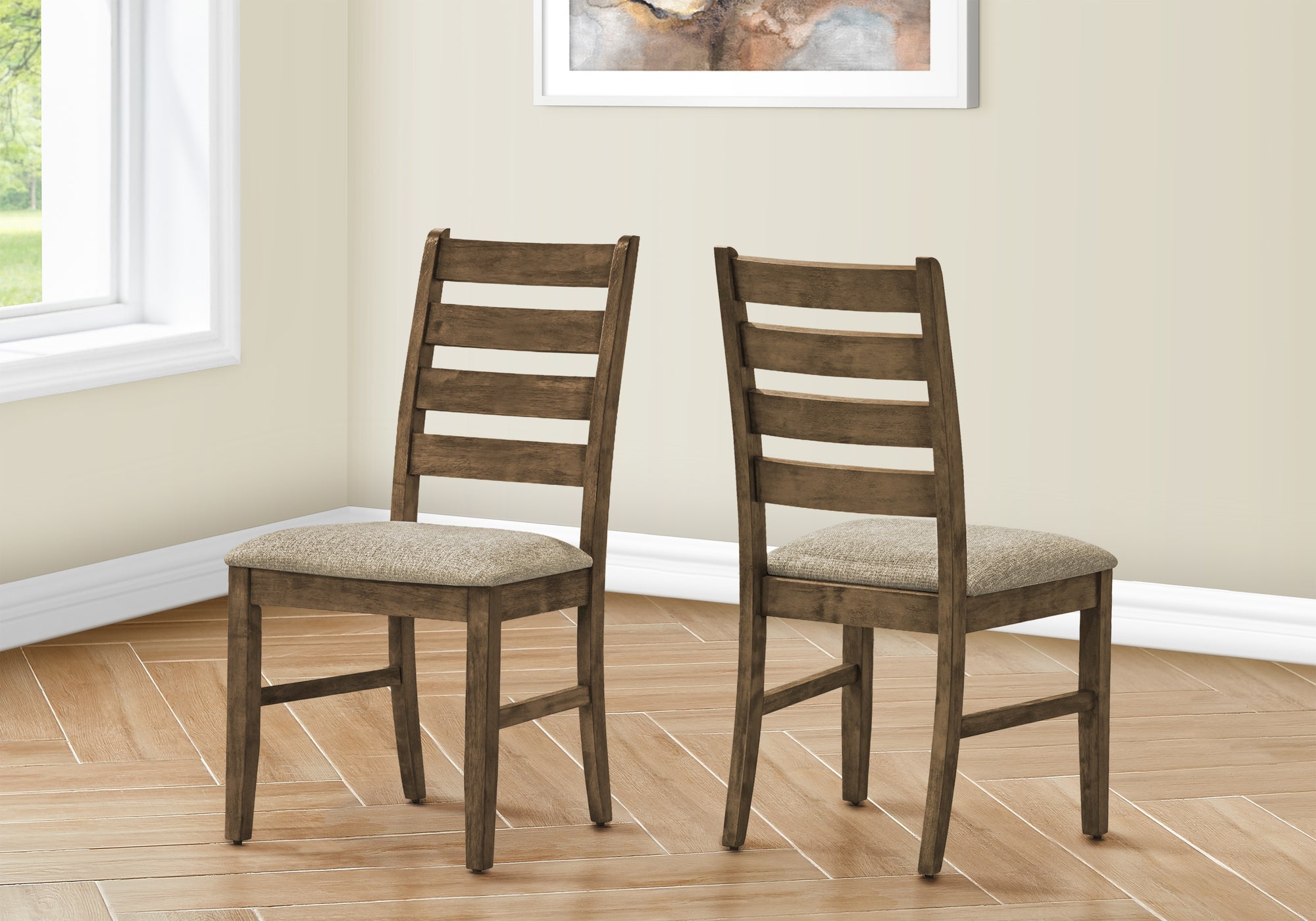 DINING CHAIR - 2PCS / 38""H UPHOLSTERED BROWN FABRIC